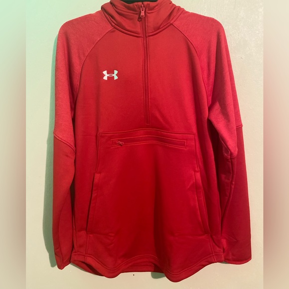 Under Armour Mens Qualifier Fleece Anorak Red Small - Picture 3 of 3